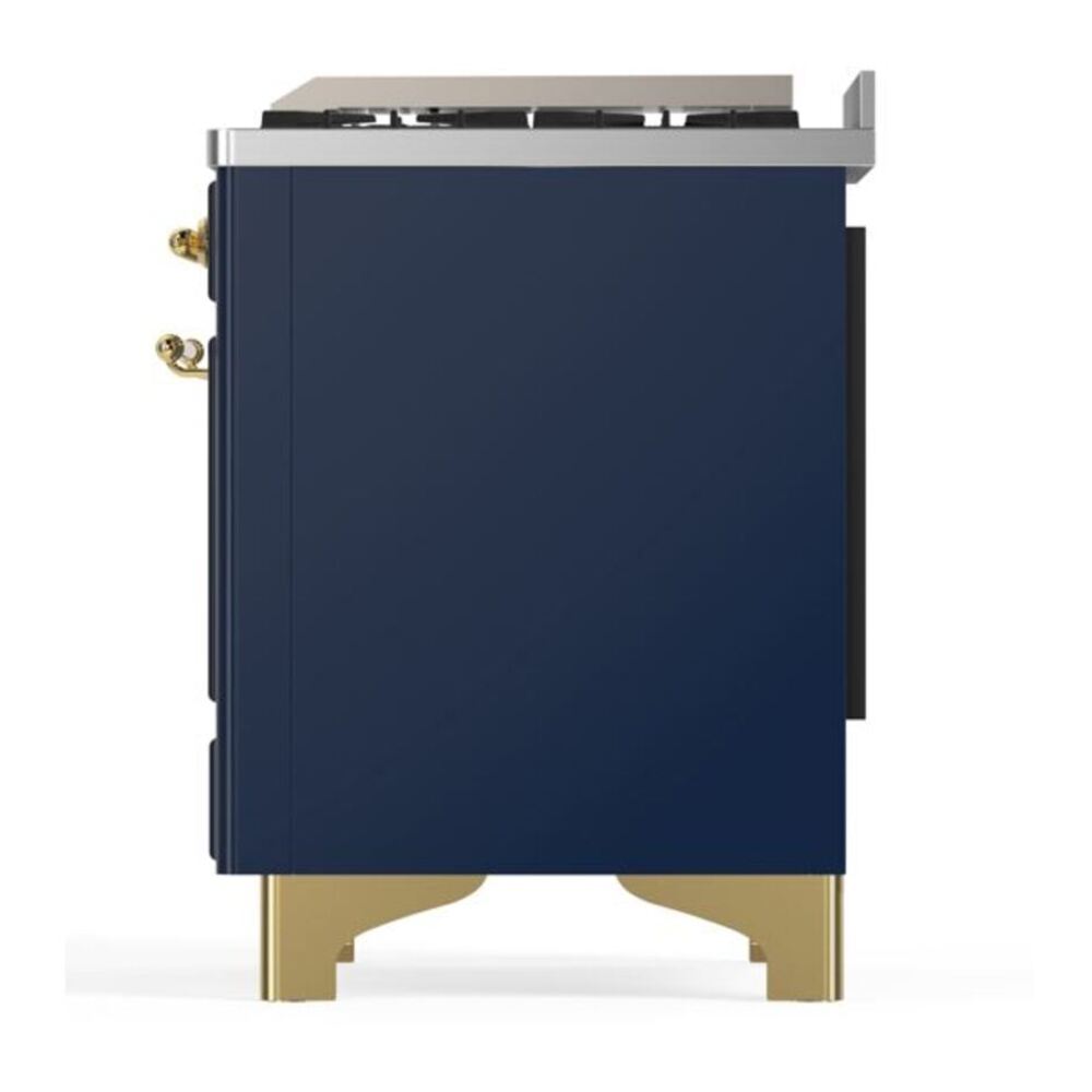 ILVE Majestic II 60 inch Solid Door Natural Gas Dual Fuel Range Brass Midnight Blue