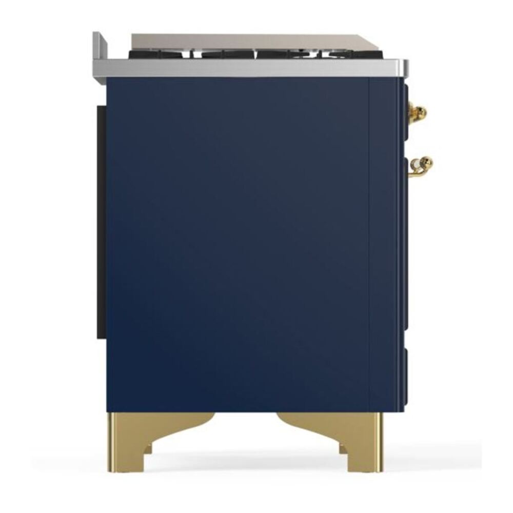 ILVE Majestic II 60 inch Solid Door Natural Gas Dual Fuel Range Brass Midnight Blue