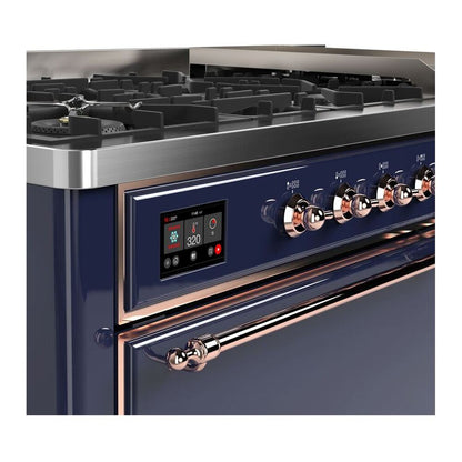 ILVE Majestic II 60 inch Solid Door Natural Gas Dual Fuel Range Copper Midnight Blue