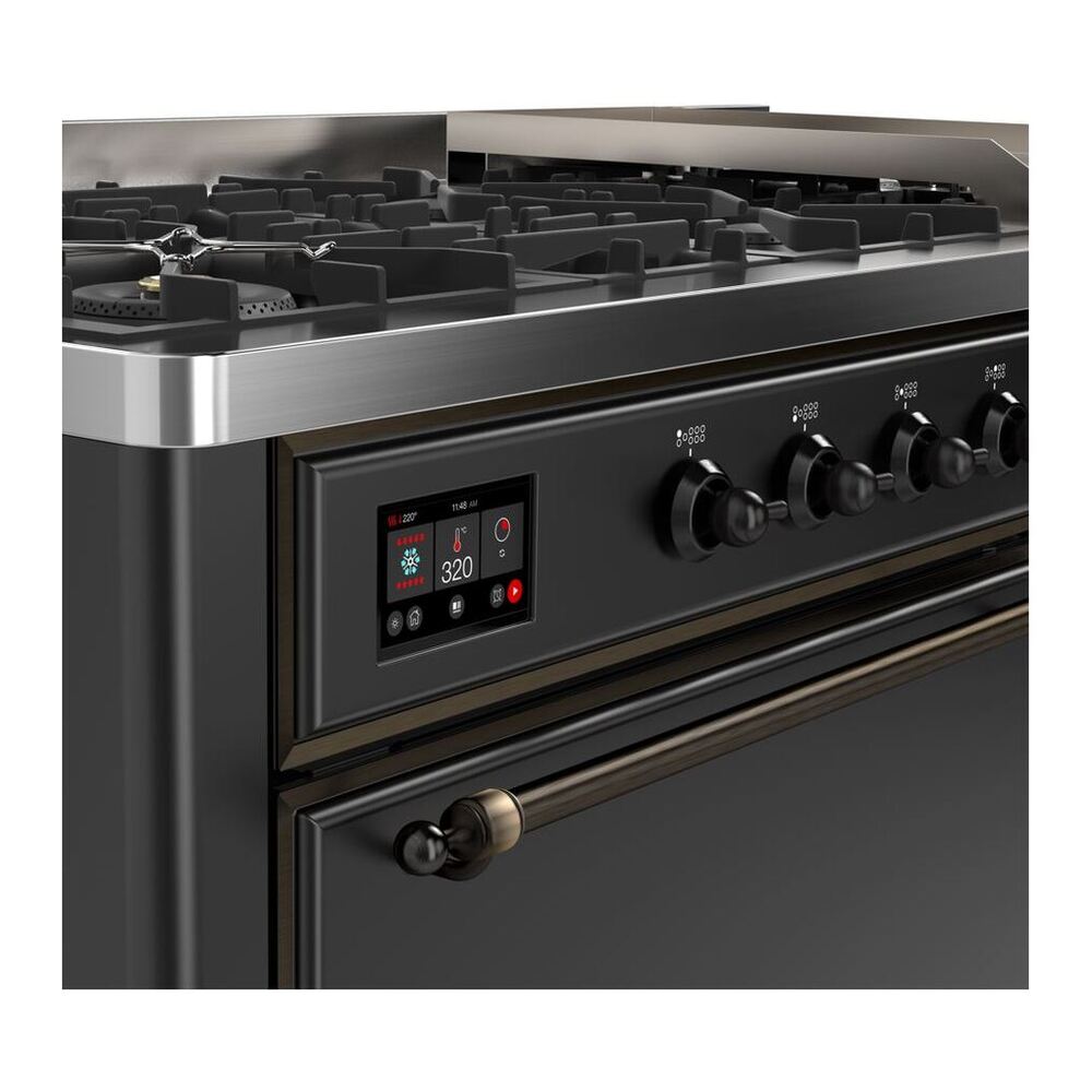 ILVE Majestic II 60 inch Solid Door Natural Gas Dual Fuel Range Burnished Graphite Matte