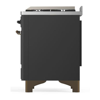 ILVE Majestic II 60 inch Solid Door Natural Gas Dual Fuel Range Burnished Graphite Matte