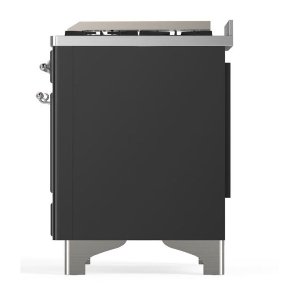 ILVE Majestic II 60 inch Solid Door Natural Gas Dual Fuel Range Chrome Graphite Matte