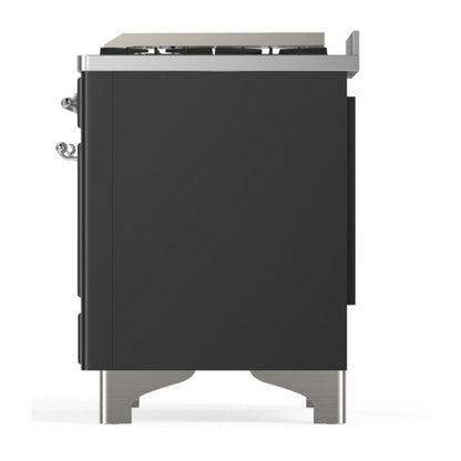ILVE Majestic II 60 inch Solid Door Natural Gas Dual Fuel Range Chrome Graphite Matte