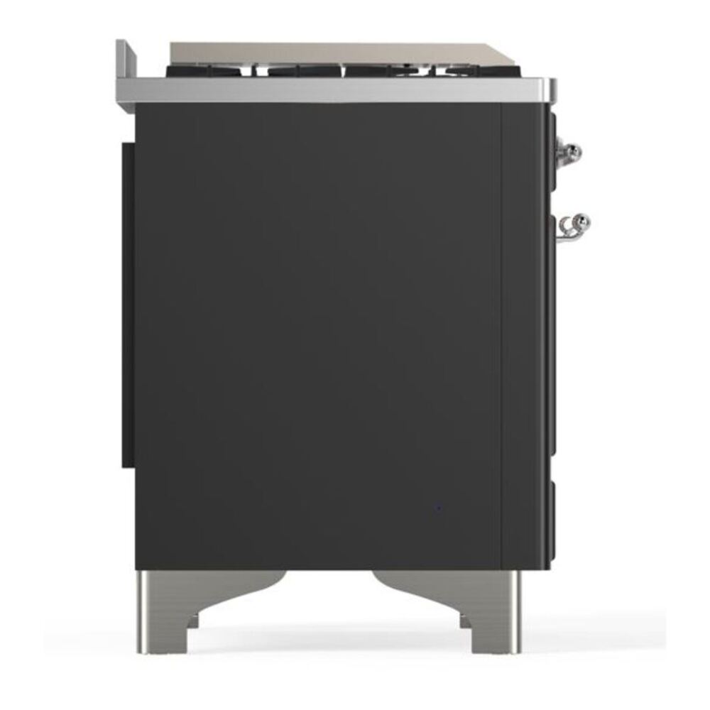 ILVE Majestic II 60 inch Solid Door Natural Gas Dual Fuel Range Chrome Graphite Matte