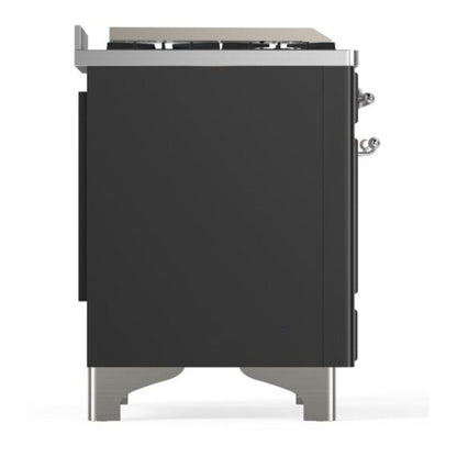 ILVE Majestic II 60 inch Solid Door Natural Gas Dual Fuel Range Chrome Graphite Matte