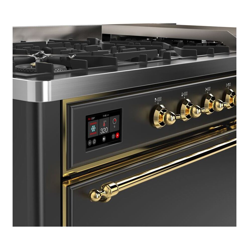 ILVE Majestic II 60 inch Solid Door Natural Gas Dual Fuel Range Brass Graphite Matte