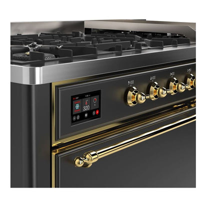 ILVE Majestic II 60 inch Solid Door Natural Gas Dual Fuel Range Brass Graphite Matte