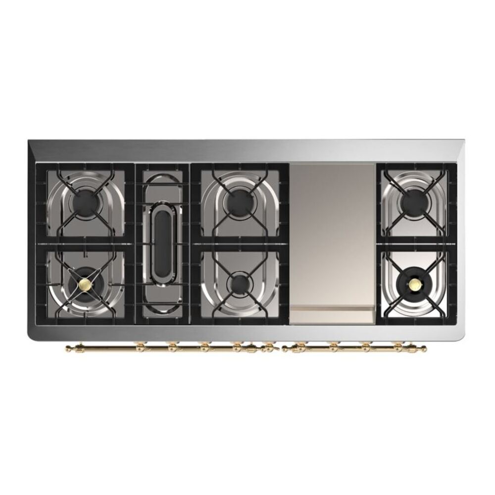 ILVE Majestic II 60 inch Solid Door Natural Gas Dual Fuel Range Brass Graphite Matte