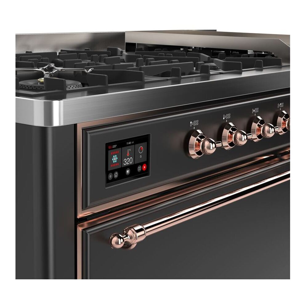 ILVE Majestic II 60 inch Solid Door Natural Gas Dual Fuel Range Copper Graphite Matte