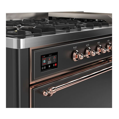 ILVE Majestic II 60 inch Solid Door Natural Gas Dual Fuel Range Copper Graphite Matte