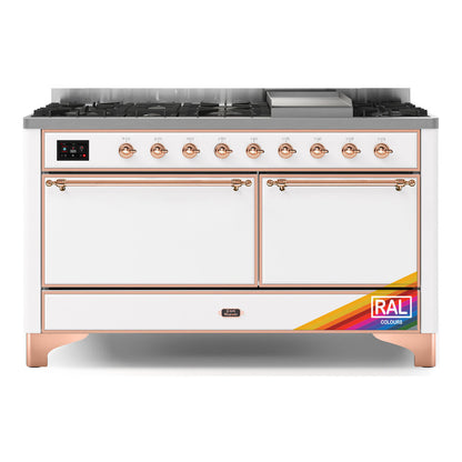 ILVE Majestic II 60 inch Solid Door Natural Gas Dual Fuel Range Copper RAL