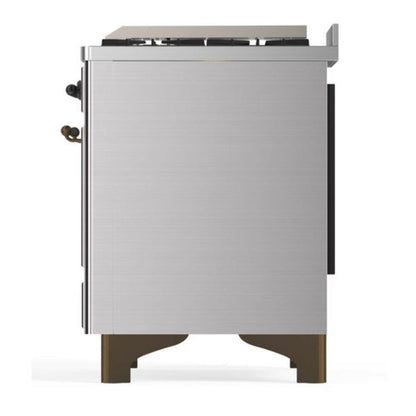 ILVE Majestic II 60 inch Solid Door Natural Gas Dual Fuel Range Burnished Stainless Steel