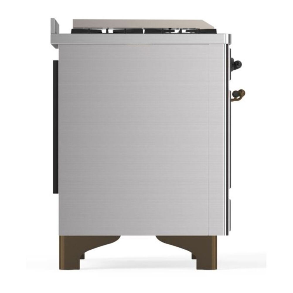 ILVE Majestic II 60 inch Solid Door Natural Gas Dual Fuel Range Burnished Stainless Steel