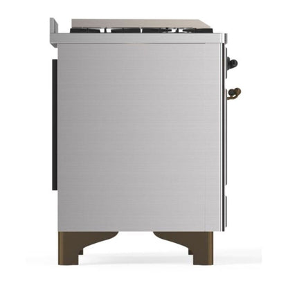 ILVE Majestic II 60 inch Solid Door Natural Gas Dual Fuel Range Burnished Stainless Steel