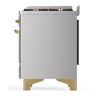 ILVE Majestic II 60 inch Solid Door Natural Gas Dual Fuel Range Brass Stainless Steel