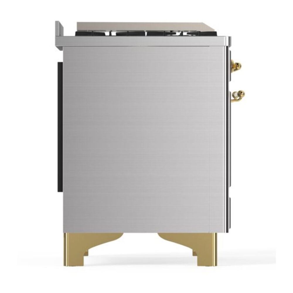 ILVE Majestic II 60 inch Solid Door Natural Gas Dual Fuel Range Brass Stainless Steel