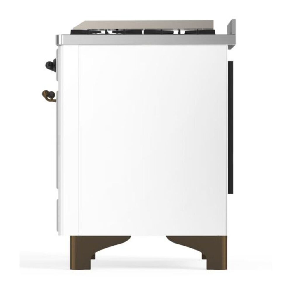 ILVE Majestic II 60 inch Solid Door Natural Gas Dual Fuel Range Burnished White
