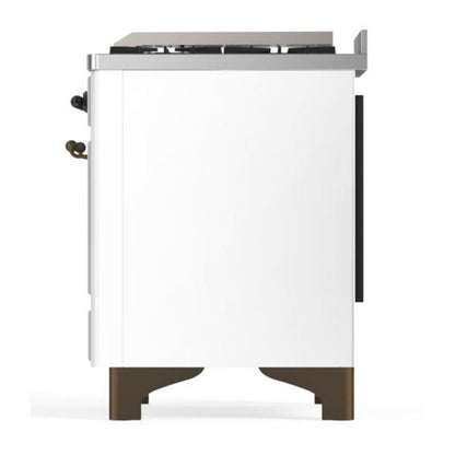 ILVE Majestic II 60 inch Solid Door Natural Gas Dual Fuel Range Burnished White