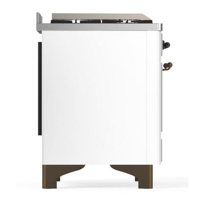 ILVE Majestic II 60 inch Solid Door Natural Gas Dual Fuel Range Burnished White