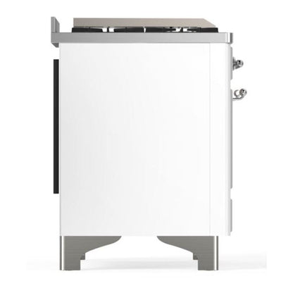 ILVE Majestic II 60 inch Solid Door Natural Gas Dual Fuel Range Chrome White