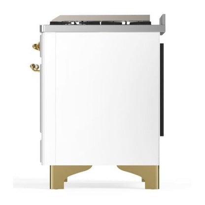ILVE Majestic II 60 inch Solid Door Natural Gas Dual Fuel Range Brass White