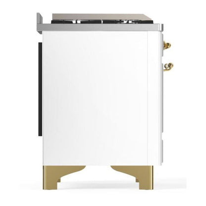 ILVE Majestic II 60 inch Solid Door Natural Gas Dual Fuel Range Brass White