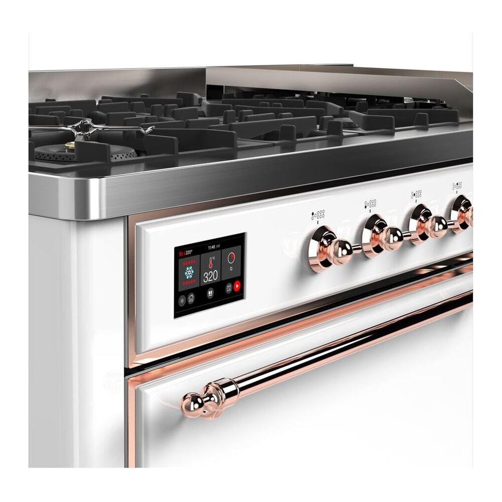 ILVE Majestic II 60 inch Solid Door Natural Gas Dual Fuel Range Copper White