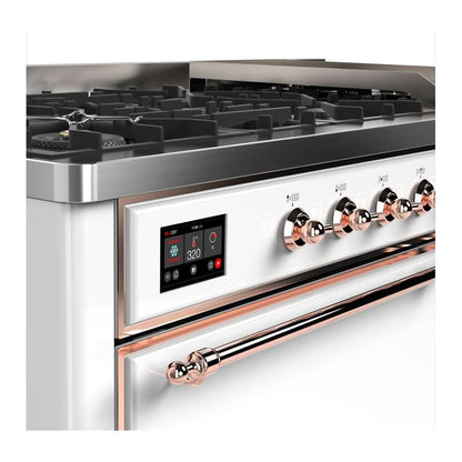 ILVE Majestic II 60 inch Solid Door Natural Gas Dual Fuel Range Copper White