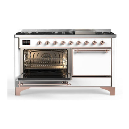ILVE Majestic II 60 inch Solid Door Natural Gas Dual Fuel Range Copper White
