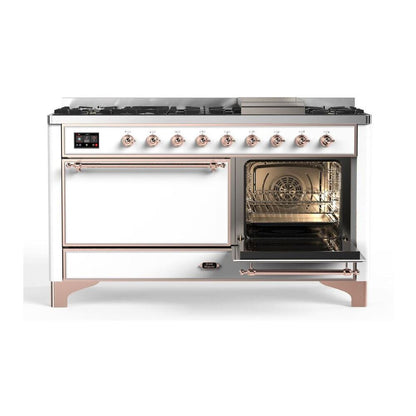 ILVE Majestic II 60 inch Solid Door Natural Gas Dual Fuel Range Copper White