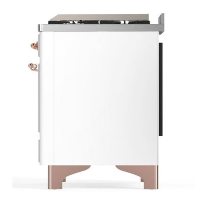 ILVE Majestic II 60 inch Solid Door Natural Gas Dual Fuel Range Copper White