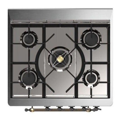 ILVE Majestic II Dual Fuel Range 5 Black Brass Burners Natural Gas Triple Glass Door