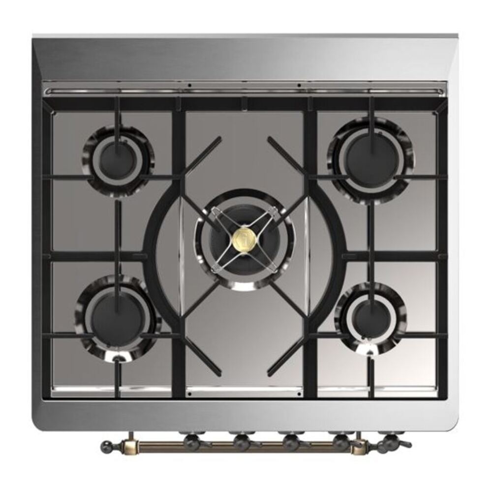 ILVE Majestic II 30 inch Triple Glass Door Natural Gas Dual Fuel Range Burnished Antique White