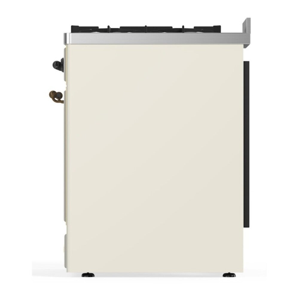 ILVE Majestic II Dual Fuel Range with 5 Black Brass Burners Natural Gas Triple Glass Door Burnished