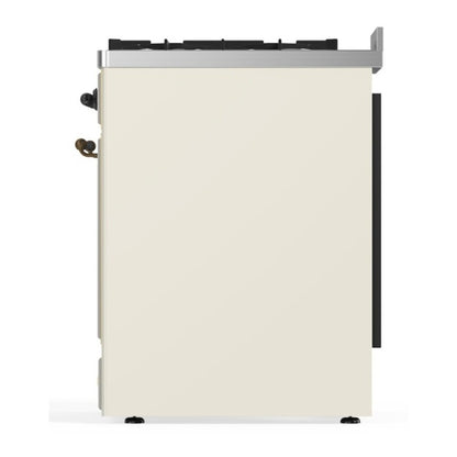 ILVE Majestic II Dual Fuel Range with 5 Black Brass Burners Natural Gas Triple Glass Door Burnished