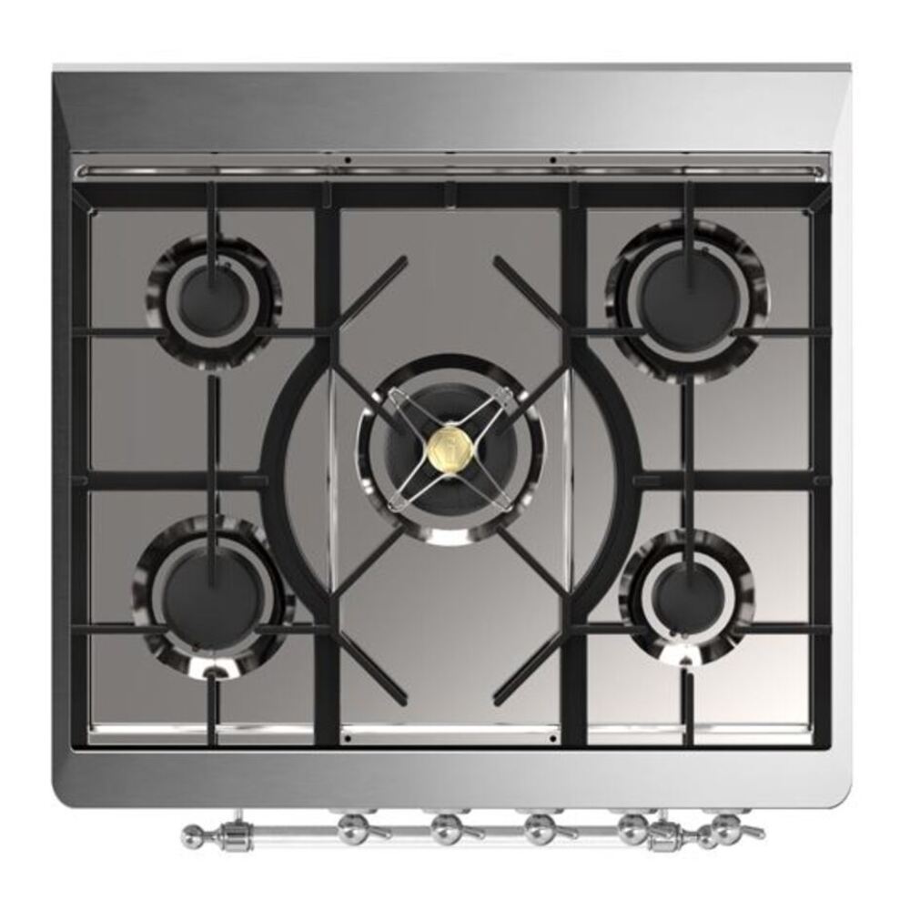 ILVE Majestic II 30 inch Triple Glass Door Natural Gas Dual Fuel Range Chrome Antique White