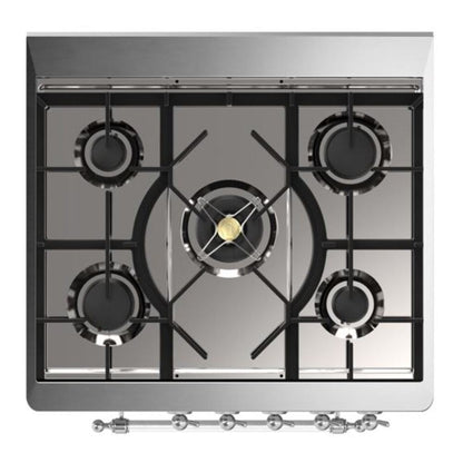 ILVE Majestic II 30 inch Triple Glass Door Natural Gas Dual Fuel Range Chrome Antique White