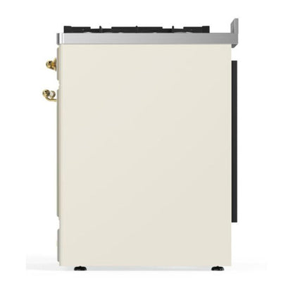 ILVE Majestic II 30 inch Triple Glass Door Natural Gas Dual Fuel Range Brass Antique White