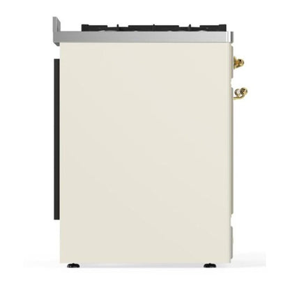 ILVE Majestic II 30 inch Triple Glass Door Natural Gas Dual Fuel Range Brass Antique White