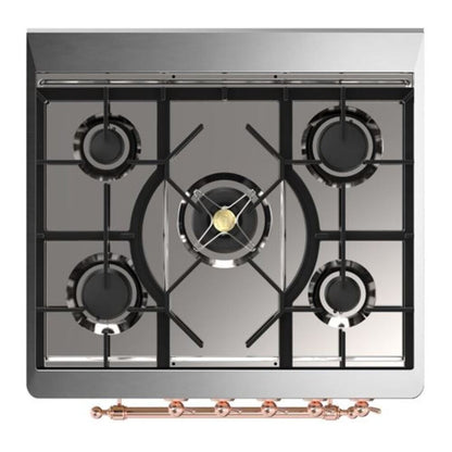 ILVE Majestic II 30 inch Triple Glass Door Natural Gas Dual Fuel Range Copper Antique White
