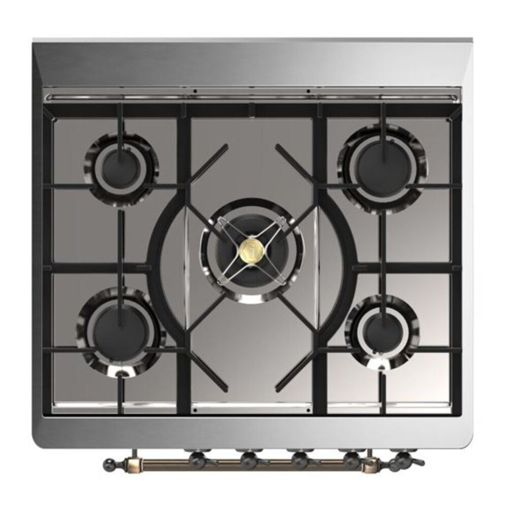 ILVE Majestic II 30 inch Triple Glass Door Natural Gas Dual Fuel Range Burnished Blue Grey
