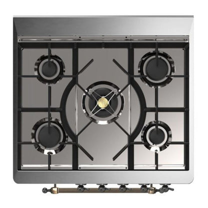 ILVE Majestic II 30 inch Triple Glass Door Natural Gas Dual Fuel Range Burnished Blue Grey