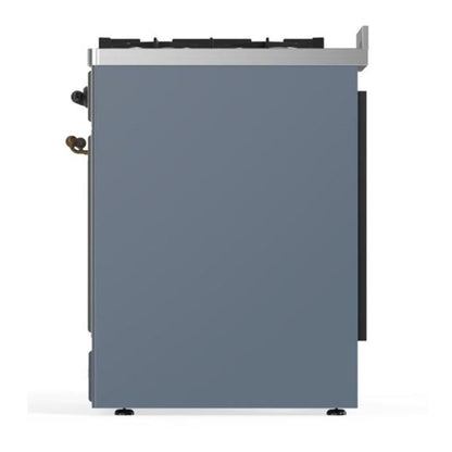 ILVE Majestic II 30 inch Triple Glass Door Natural Gas Dual Fuel Range Burnished Blue Grey