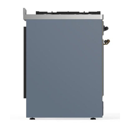 ILVE Majestic II 30 inch Triple Glass Door Natural Gas Dual Fuel Range Burnished Blue Grey