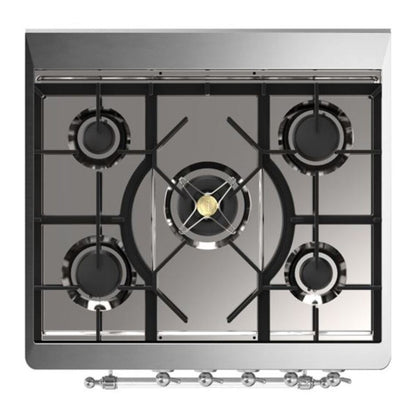 ILVE Majestic II 30 inch Triple Glass Door Natural Gas Dual Fuel Range Chrome Blue Grey