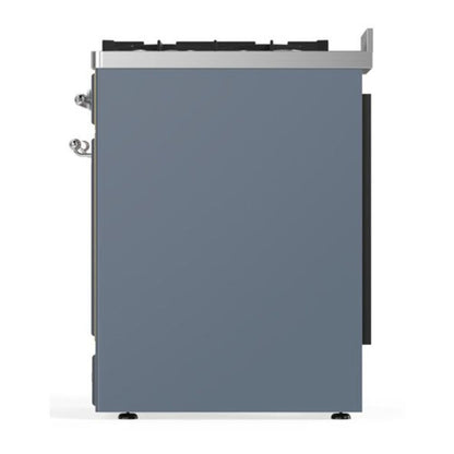 ILVE Majestic II 30 inch Triple Glass Door Natural Gas Dual Fuel Range Chrome Blue Grey