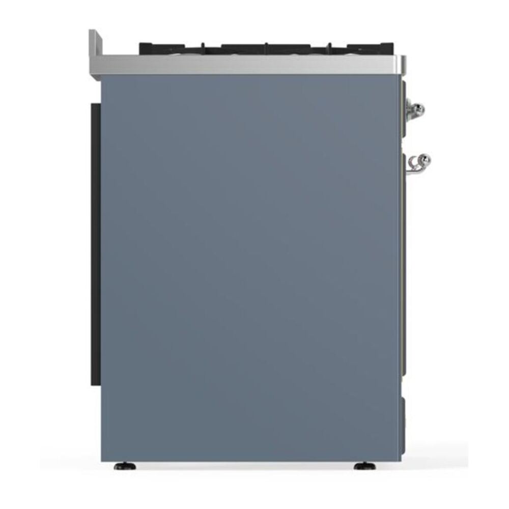 ILVE Majestic II 30 inch Triple Glass Door Natural Gas Dual Fuel Range Chrome Blue Grey