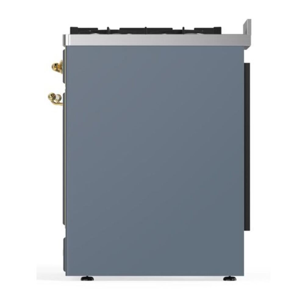 ILVE Majestic II 30 inch Triple Glass Door Natural Gas Dual Fuel Range Brass Blue Grey