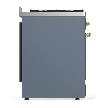 ILVE Majestic II 30 inch Triple Glass Door Natural Gas Dual Fuel Range Brass Blue Grey