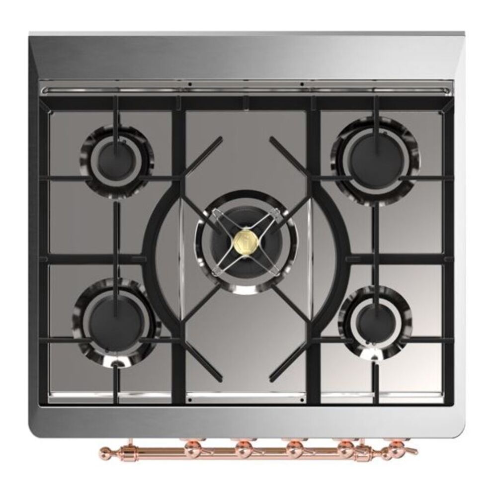 ILVE Majestic II 30 inch Triple Glass Door Natural Gas Dual Fuel Range Copper Blue Grey